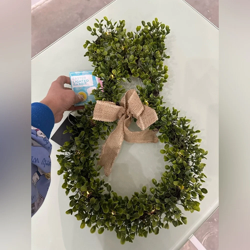 🌸NEW Greenery Wreath Easter Bunny Wreath with Lights